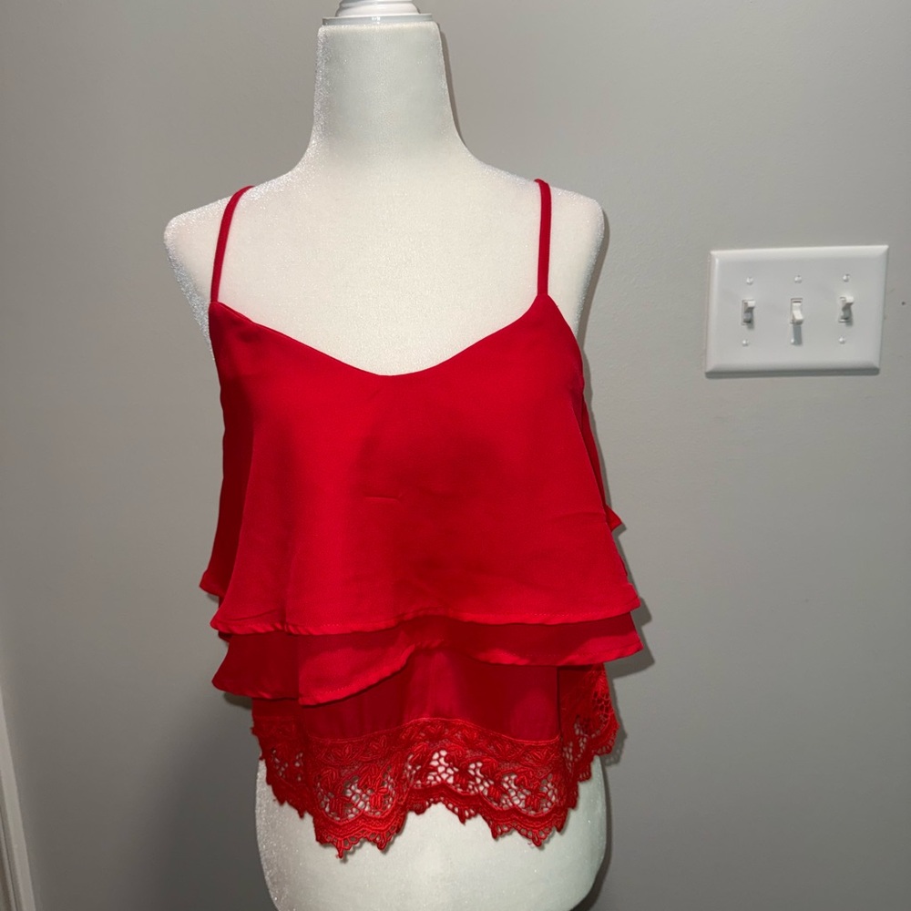 RAGA Red Asymmetrical Tiered Camisole